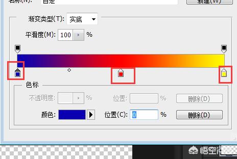 PS中如何制作中間有顏色兩邊透明的漸變條？  第2張